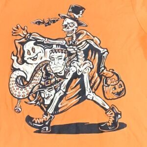 Halloween Monster Cotton T-Shirt in Orange/black